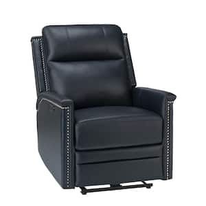 Valentino Transitional Navy Electric Genuine Leather Recliner with USB Port and Resume Button