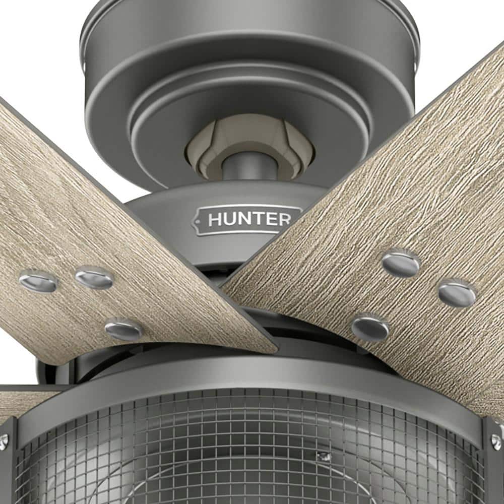 52" Matte Silver 6-Blade Ceiling Fan with LED Light and Remote