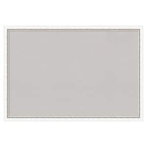Morgan White Silver Wood Framed Grey Corkboard 38 in. x 26 in. Bulletin Board Memo Board