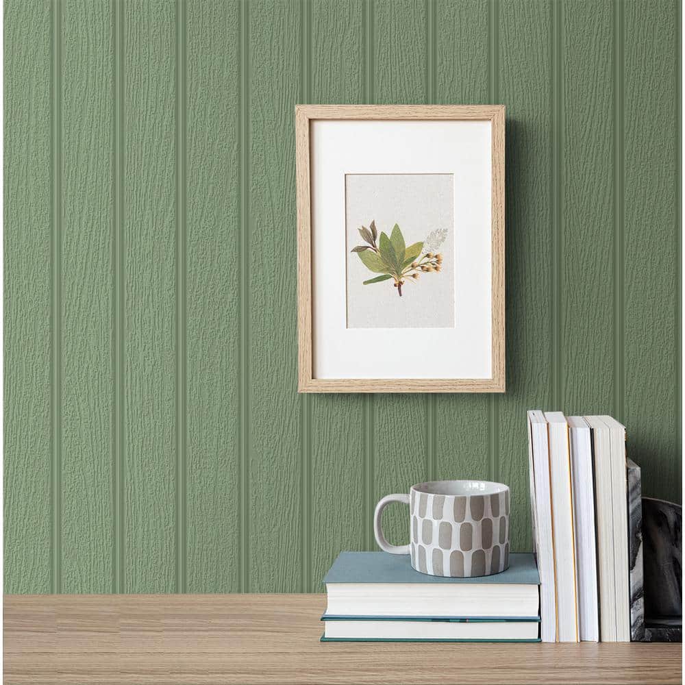 Off-White Faux Beadboard Paintable Unpasted Wallpaper