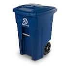 48 Gal. Blue Rollout Recycling Container with Attached Lid