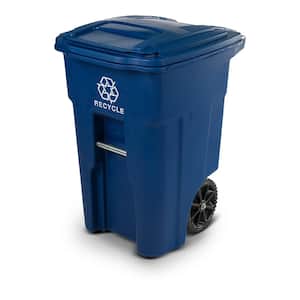 48 Gal. Blue Rollout Recycling Container with Attached Lid