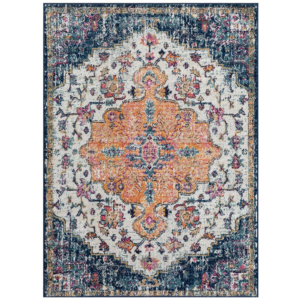 Multi-Colored 5 ft. x 7 ft. Mateo Boho Medallion Woven Area Rug