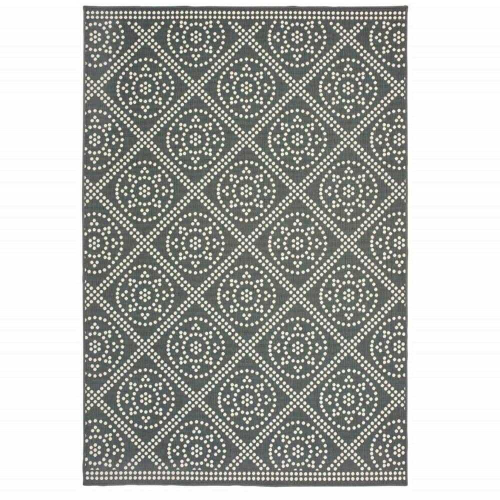 Gray, Ivory 9 ft. x 13 ft. Loomed Geometric Polypropylene Rectangle Indoor/Outdoor Area Rug price history on PriceWatchPro