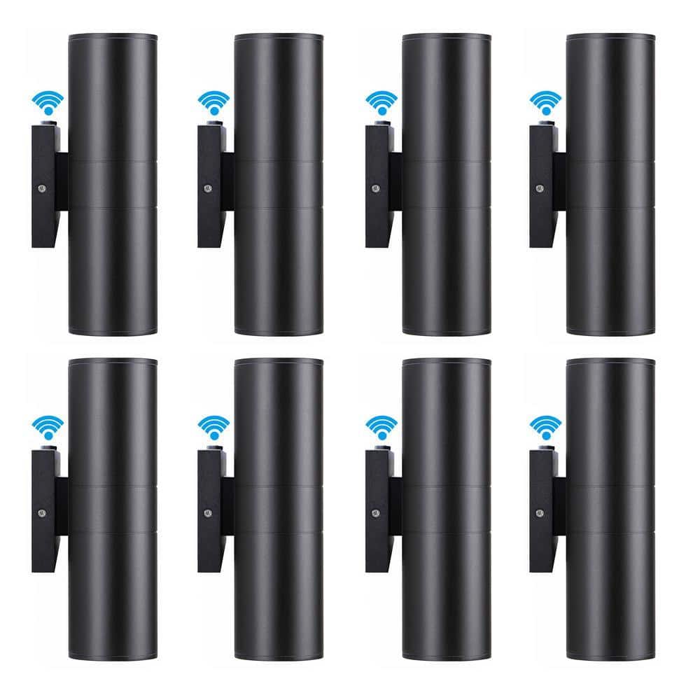 HKMGT Black Dusk to Dawn Outdoor Hardwired Cylinder Wall Lantern