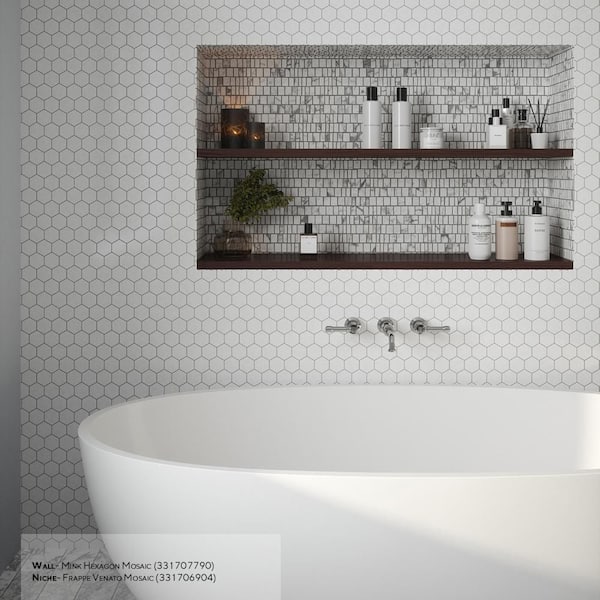 Mink Hexagon Thassos White 10 in. x 12 in. Hex Polished Marble Wall and Floor Mosaic Tile (8.36 sq. ft./Case)