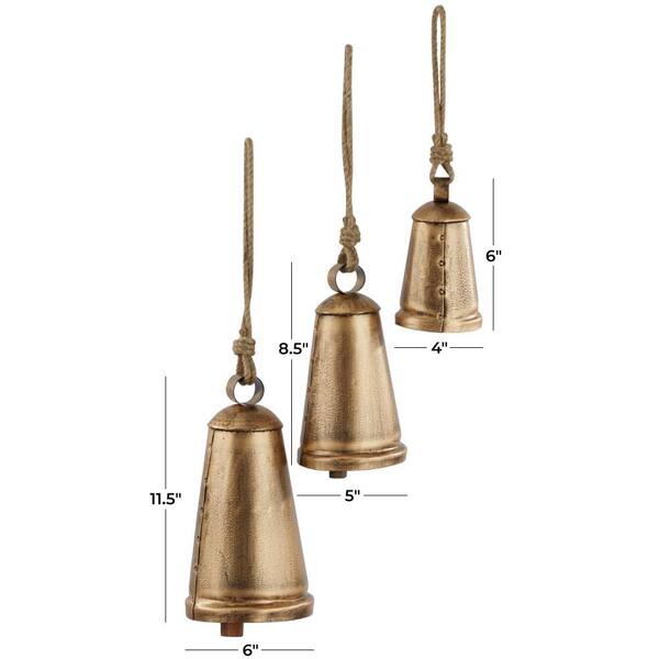 Brass Metal Trim Cowbell with Jute orders Sling, 3 pcs