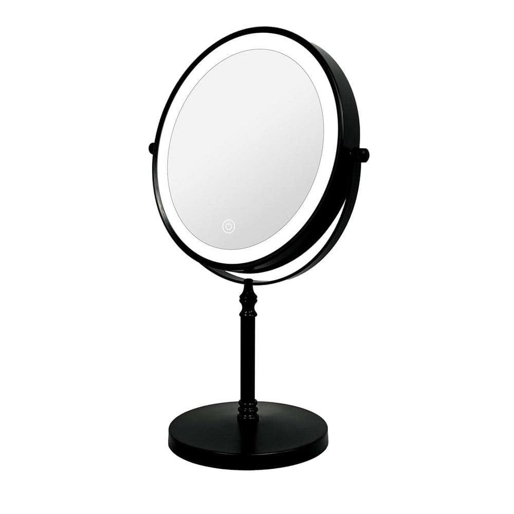 8 in. W x 8 in. H Round Framed Dimmable LED Lighted Makeup Double Sided Tab
