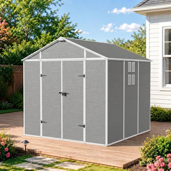 JOYSIDE 8 ft. x 8 ft. Durable Resin Garden Outdoor Storage Shed