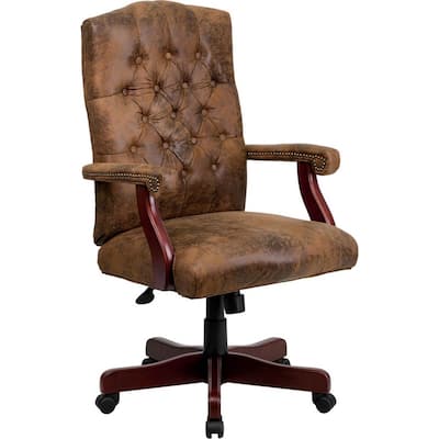 Bomber Brown Classic Executive Swivel Office Chair with Arms
