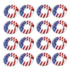 36 in. Inflatable American Flag Swimming Pool and Lake Tube Float (16-Pack)