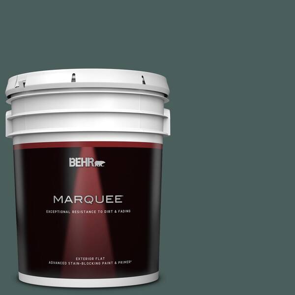 BEHR MARQUEE 5 gal. #490F-7 Jungle Green Flat Exterior Paint & Primer