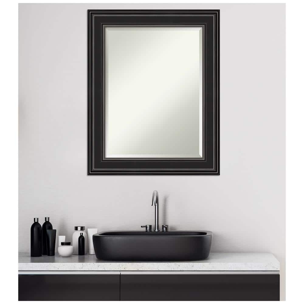 Ridge Black Silver-Edged 29.75" x 23.75" Rectangular Polystyrene Framed Wall Mirror