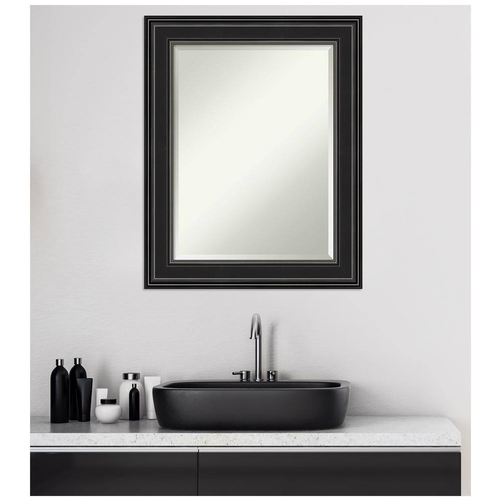 Ridge Black Silver-Edged 29.75" x 23.75" Rectangular Polystyrene Framed Wall Mirror
