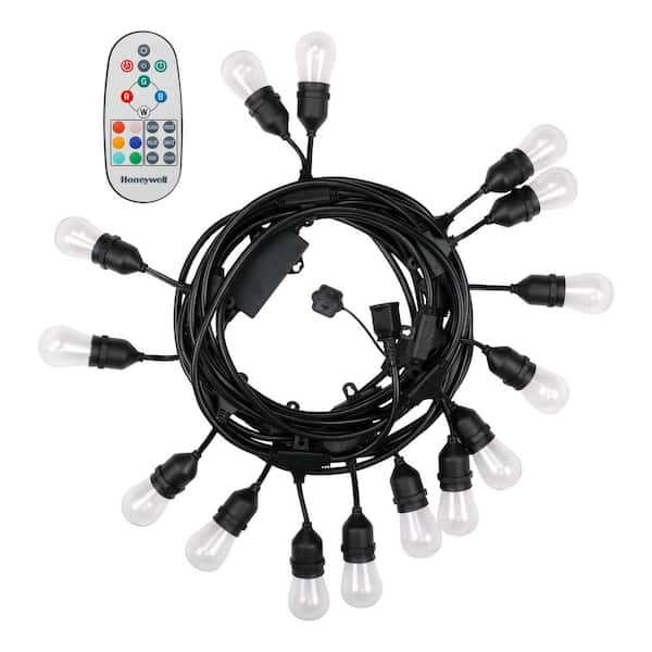 Honeywell Outdoor/Indoor 36 ft. Plug-In Edison Bulb Color Changing LED String Lights With Remote Control