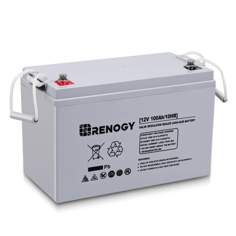 Renogy Deep Cycle AGM Battery 12-Volt 100Ah Safe Charge Most Home  Appliances for RV, Off-Grid Solar System, Maintenance-Free BATT-AGM12-100 -  The Home Depot