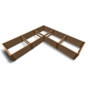 Tool-Free Classic Sienna Composite Raised Garden Bed L Shaped 12 ft. x 12 ft. x 22 in. - 2 in. Profile
