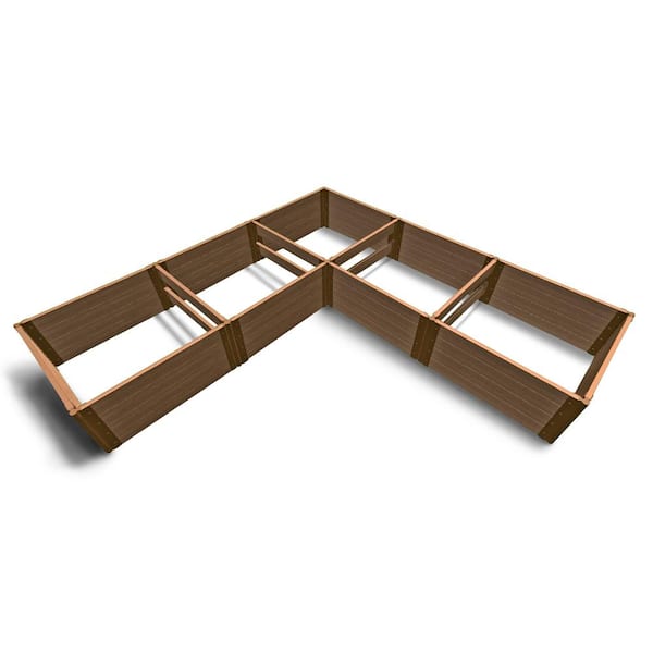 Frame It All Tool-Free Classic Sienna Composite Raised Garden Bed L Shaped 12 ft. x 12 ft. x 22 in. - 2 in. Profile