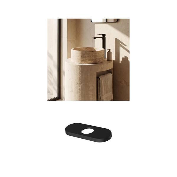 Norfolk Single Handle Single-Hole Vessel Faucet and 5.5 in. Hole Cover Deck Plate in Matte Black (2-Piece Set)