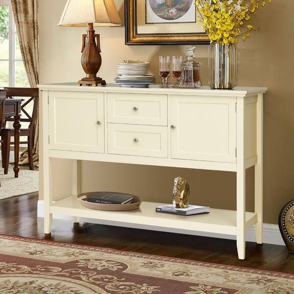 beige buffet table