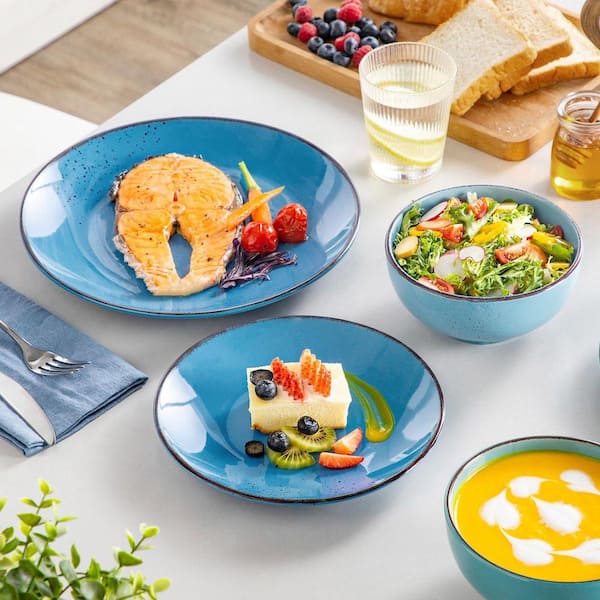 vancasso 12-Piece Multi-blue Stoneware Dinnerware Set Service for