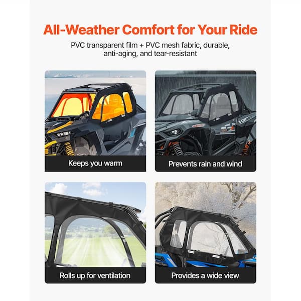 VEVOR Cab Enclosure Upper Doors, Compatible with Polaris RZR XP