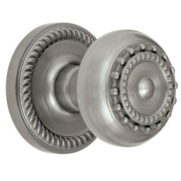 Grandeur Newport Rosette Satin Nickel with Privacy Parthenon Knob