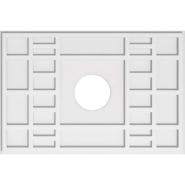 Ekena Millwork 36 in. W x 24 in. H x 7 in. ID x 1 in. P Beaux Architectural Grade PVC Contemporary Ceiling Medallion