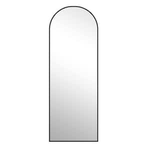 24 in. W x 65 in. H Modern Arched Black Metal Framed Full Length Mirror