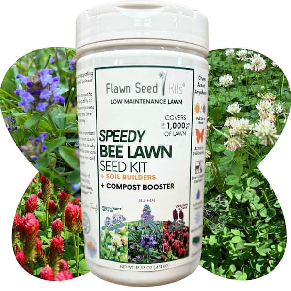 Speedy Bee Lawn Flower Seed, Easy Spread Shaker, Low Mnt, Pet, Kid, Eco-Friendly, Regenerative, Covers Up to 1,000 Sqft.