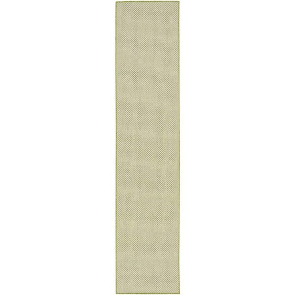 Nourison Courtyard Ivory Green 2 ft. x 6 ft. All-over design Contemporary Runner Area Rug