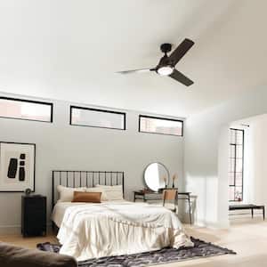 Bezel 52 in. Indoor Satin Natural Bronze Downrod Mount Ceiling Fan with Integrated LED with Remote Control