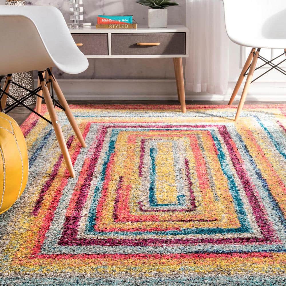 Reversible Multicolor Synthetic Indoor Runner Rug 31" x 8"