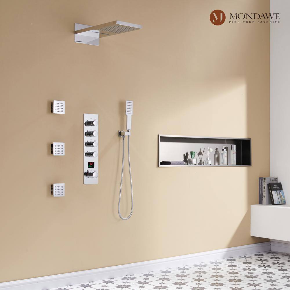 22" Chrome Dual Shower System with Digital Display and Body Jets