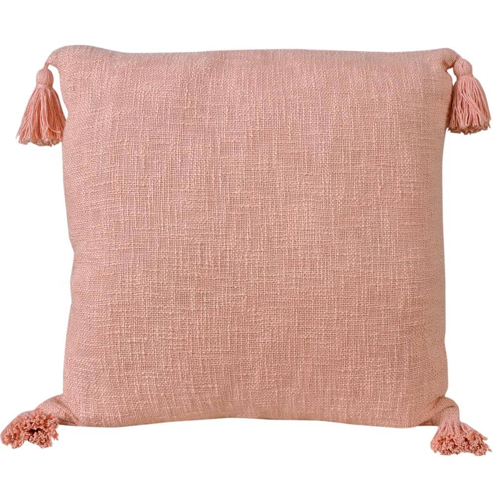 Unique Light Pink 20 in. x 20 in. Neutral Solid Cotton Indoor Throw Pillow 