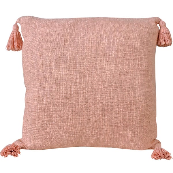 Unbranded Unique Light Pink 20 in. x 20 in. Neutral Solid Cotton Indoor Throw Pillow with Tassels