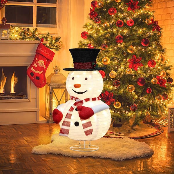 LuxenHome 30 in. H Indoor and Outdoor Snowman Globe Christmas