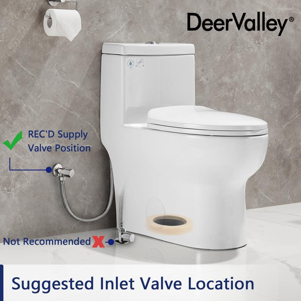 White Ceramic Elongated Dual Flush One-Piece Toilet
