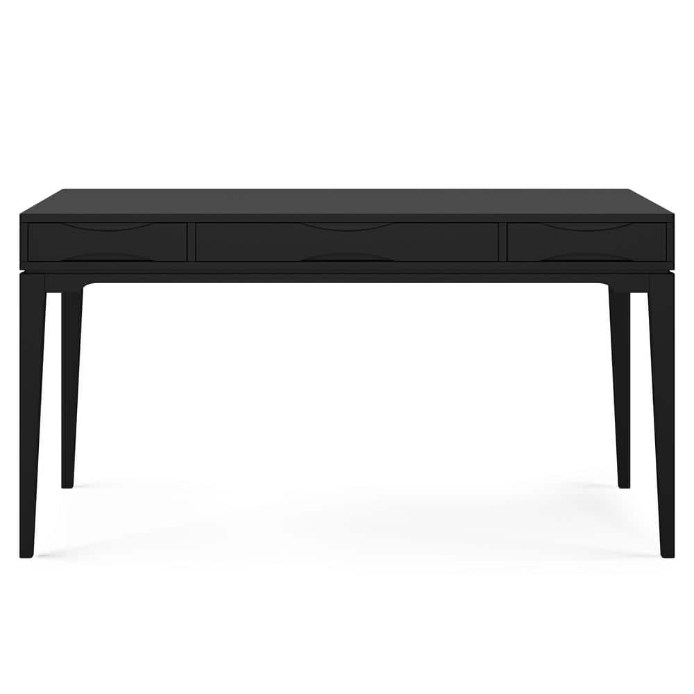 Harper Black Solid Wood Desk with Keyboard Tray