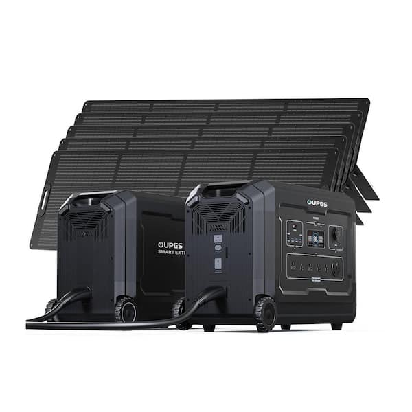 4000W Output/7000W Peak Power Station Mega 5 Plus Solar Generator w/ Extra Battery (5040Wh) and 5-Solar Panels(1200W)