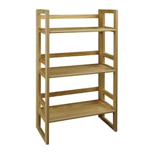 37 in. Natural Wood 3-shelf Etagere Bookcase with Open Back