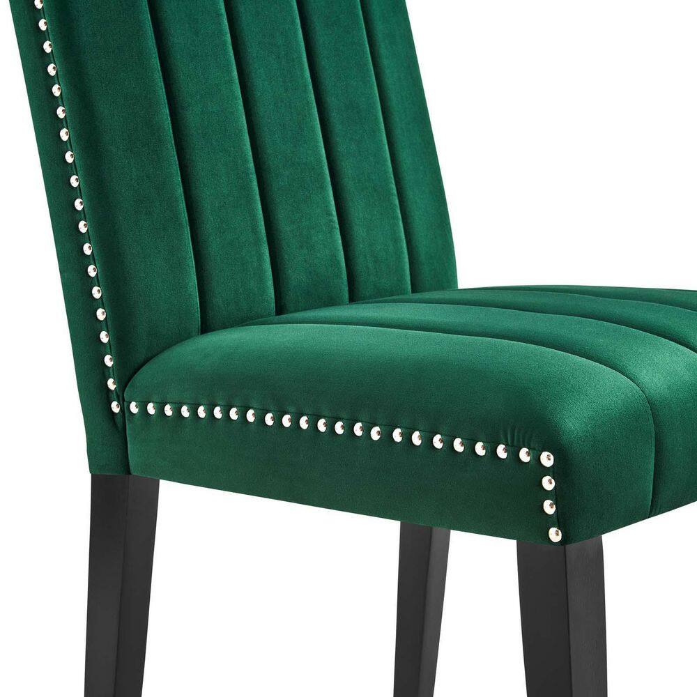 Luxe Deco Green Velvet Upholstered Parsons Side Chair