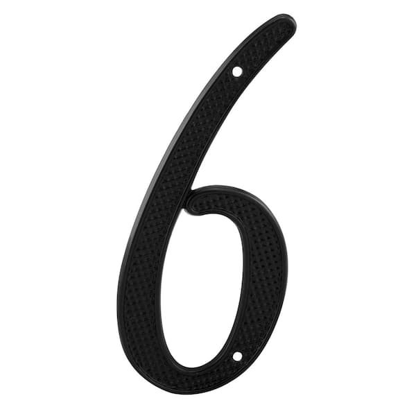 4 in. House Number 6, Diecast, Black Finish