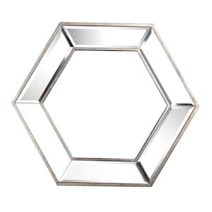 20 in. W x 18 in. H Hexagon Framed Silver Mirror with Contemporary Glass Design