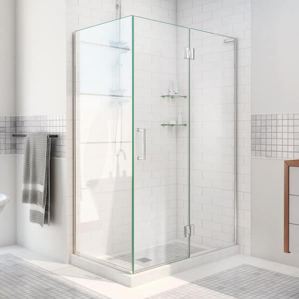DreamLine Unidoor-X 48-3/8 in. W x 30 in. D x 72 in. H Frameless Hinged Shower Enclosure in Chrome
