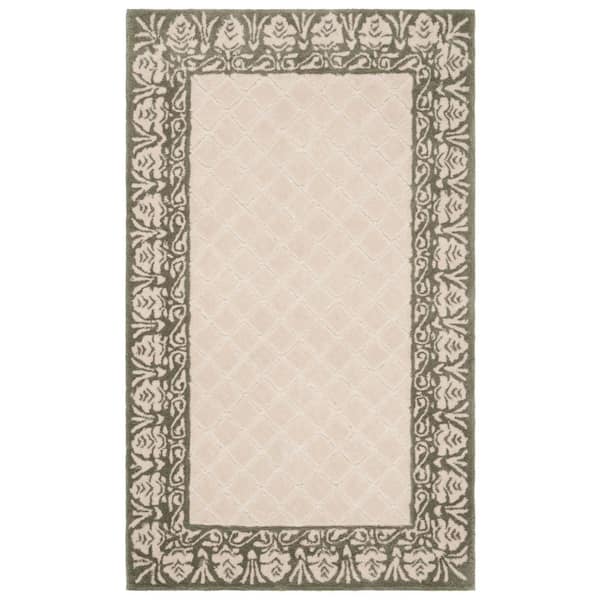 Total Performance 2 ft. x 3 ft. Light Green Diamond Border Area Rug