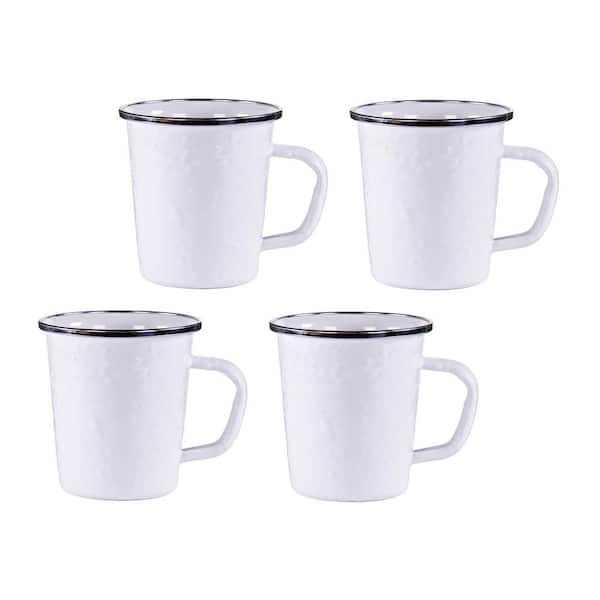 Golden Rabbit Solid White 16 oz. Enamelware Latte Mug Set of 4