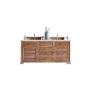 Savannah 72 in. W x 23.5 in. D x 34.3 in. H Double Bath Vanity in Driftwood with Ethereal Noctis Quartz Top