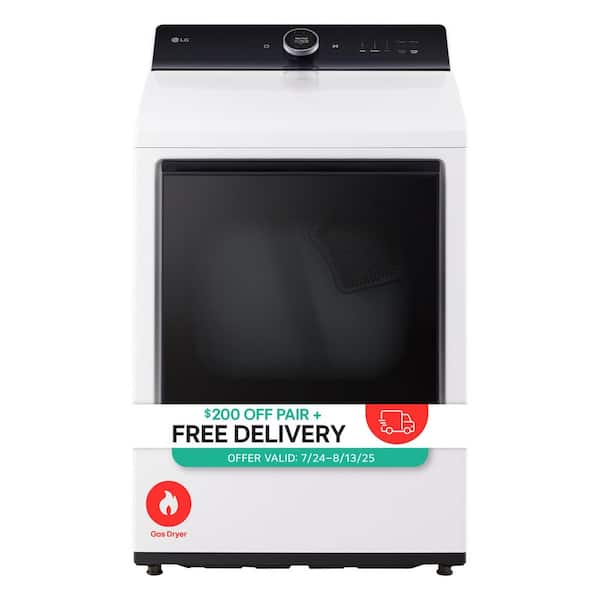 7.3 cu. ft. vented SMART Gas Dryer in White with EasyLoad Door, TurboSteam and Sensor Dry Technology