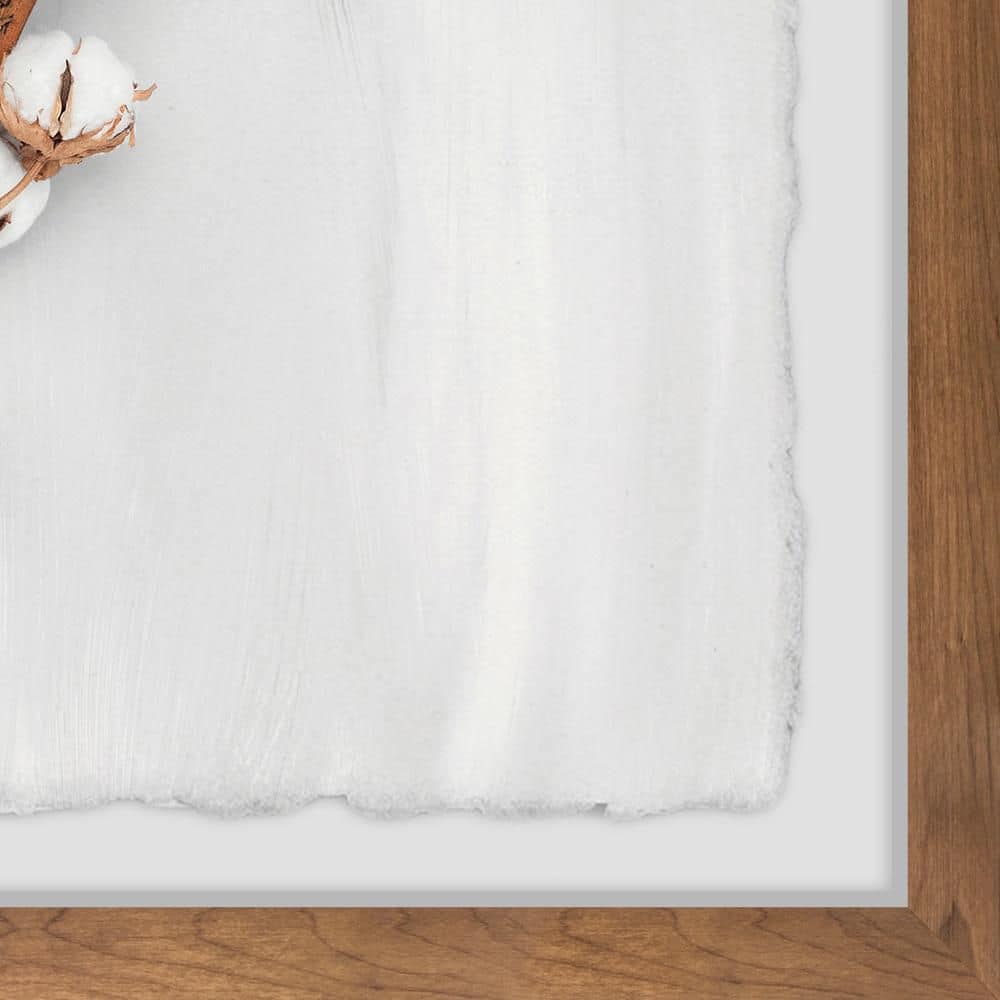 30" x 20" White Cotton Plant Framed Print